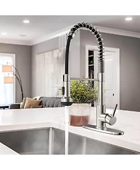 Lovmor 4-Function Brushed Nickel Pull Down Single Handle Kitchen Sink Faucet
