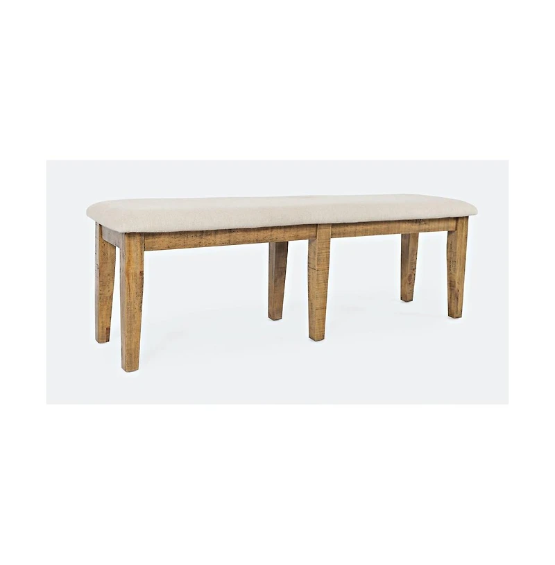 Jofran Telluride Rustic Farmhouse Solid Wood 55" Upholstered Dining Bench