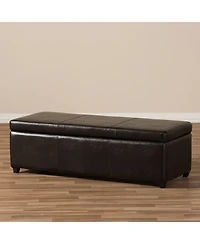 Baxton Studio Dark Brown Pu Leather Storage Bench Ottoman with Stitching