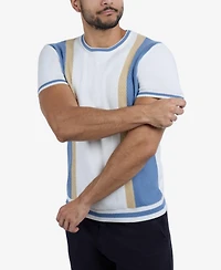 Spring + Mercer Men's Jacquard Crew Neck Short Sleeve Sweater