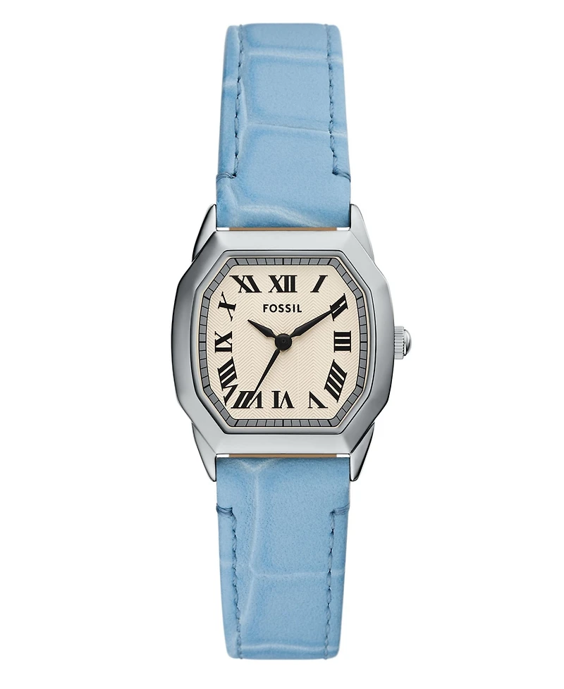Fossil Women's Harlow Three-Hand Light Blue Leather Watch, 27mm