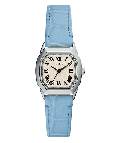 Fossil Women's Harlow Three-Hand Light Blue Leather Watch, 27mm