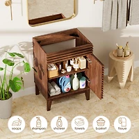 Mid-Century Freestanding Bathroom Cabinet Vanity with Storage