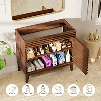 Mid-Century Freestanding Bathroom Cabinet Vanity with Storage