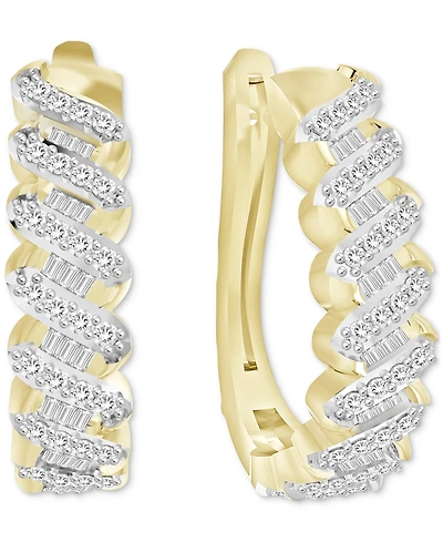 Diamond Oval Hoop Earrings (1/2 ct. t.w.) in 14k Yellow Gold