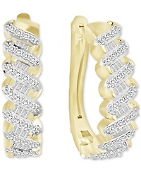 Diamond Oval Hoop Earrings (1/2 ct. t.w.) in 14k Yellow Gold