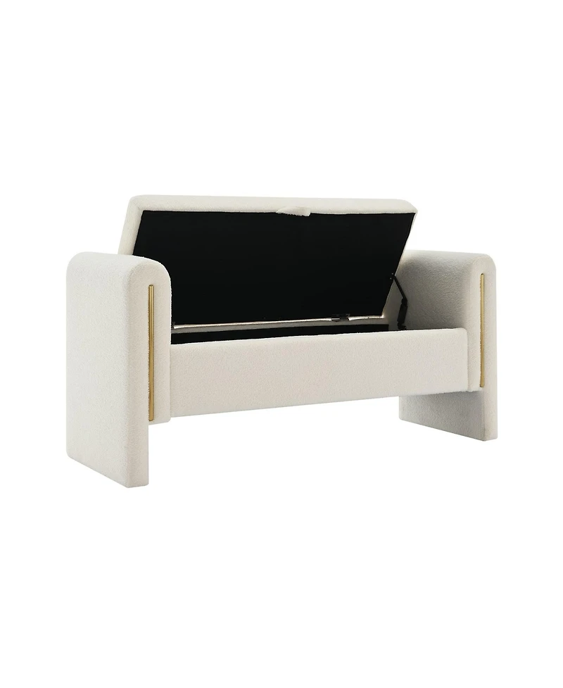 Modern Teddy Bed End Bench with Storage and Arms, Upholstered Foot Rest Stool, Comfy Vanity Bench-The Pop Home