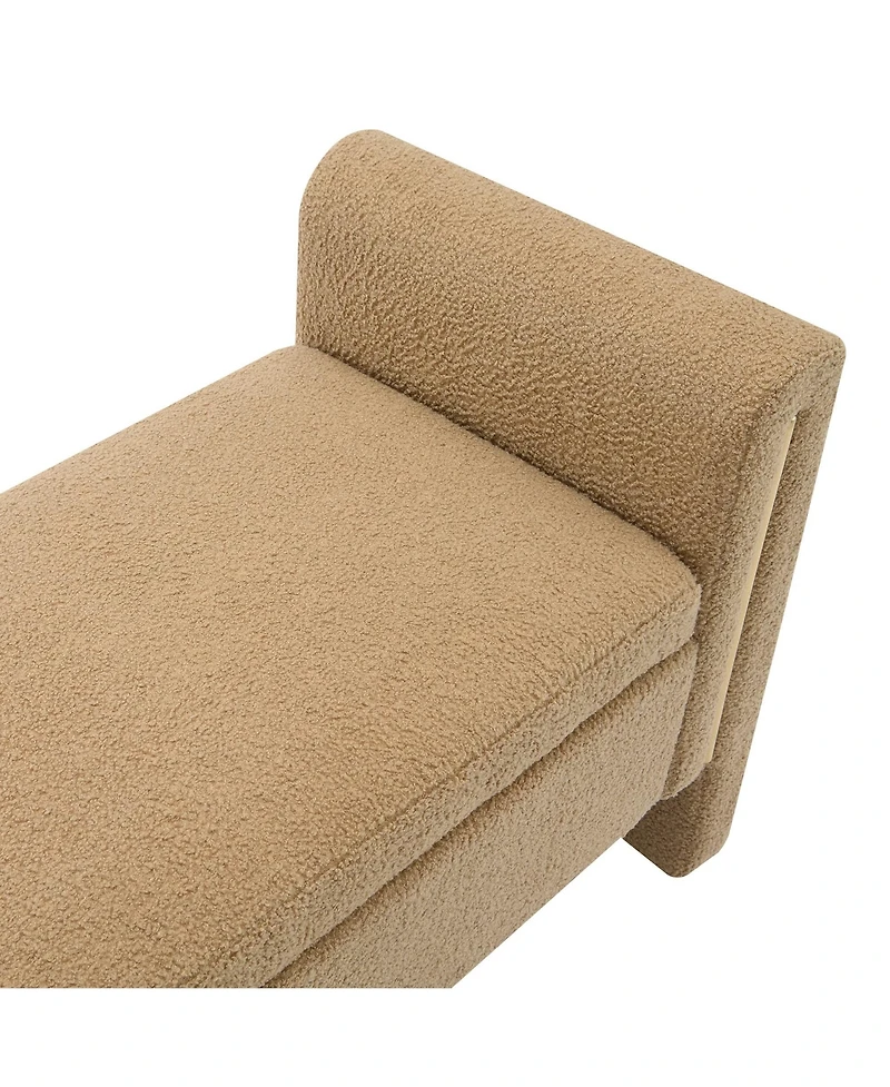 The Pop Home Modern Teddy Bed End Bench with Storage and Arms, Upholstered Foot Rest Stool, Comfy Vanity Bench-The
