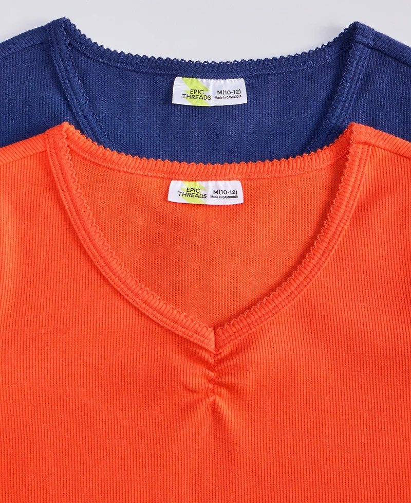 Epic Threads Little & Big Girls Ruched V-Neck Top, Exclusively at Macy's