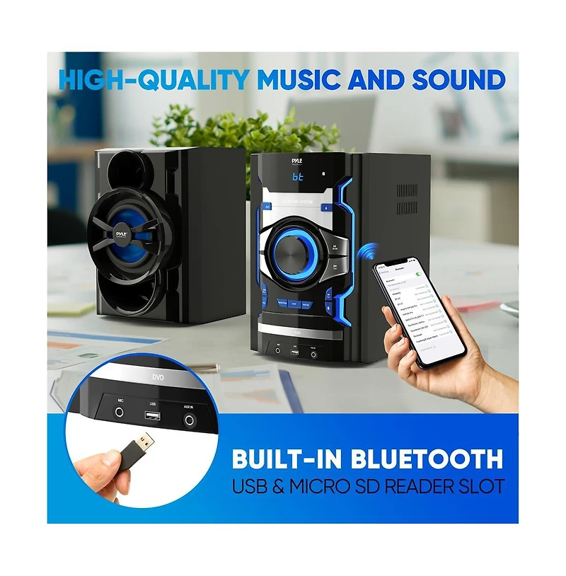 Pyle 5.25” 2-Way Bluetooth Wireless Speaker System - Waterproof, 500W Max Power, 1/2” Tweeter, Compact Design