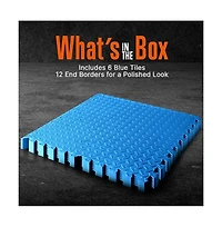 Squatz 6-Piece Puzzle Exercise Mat, Eva Foam Tiles, Blue