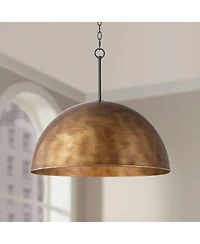 Possini Euro Design Julian 24" Rustic Pendant Ceiling Light Fixture Dining Room Over Table Dome 4-Light Brown Bronze Finish