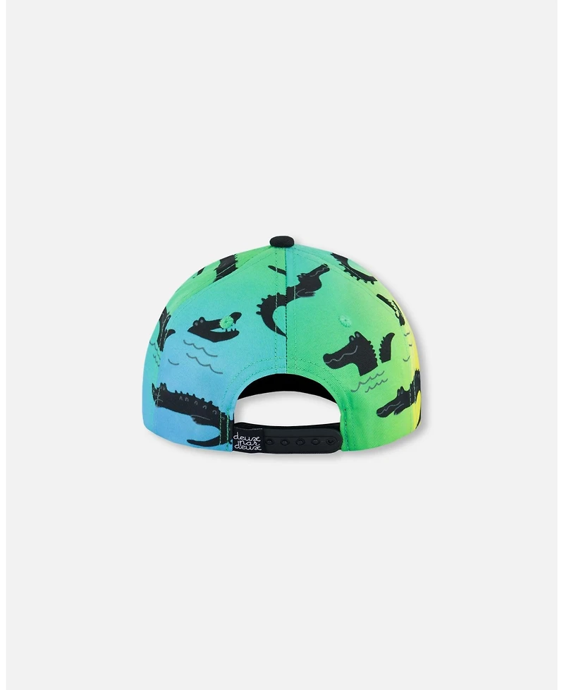 Deux par Deux Boy Printed Cap Black And Multicolored Crocodiles - Toddler|Child