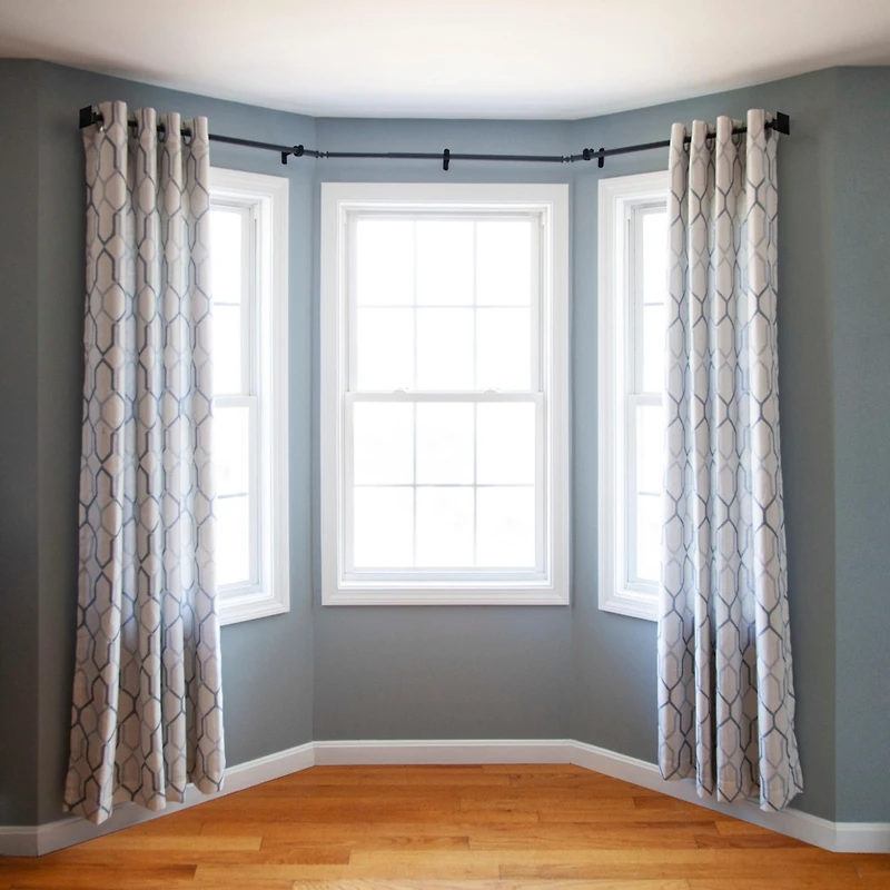 Kenney Mission 3/4 Inch Decorative Bay Window Curtain Rod - Stylish and Adjustable