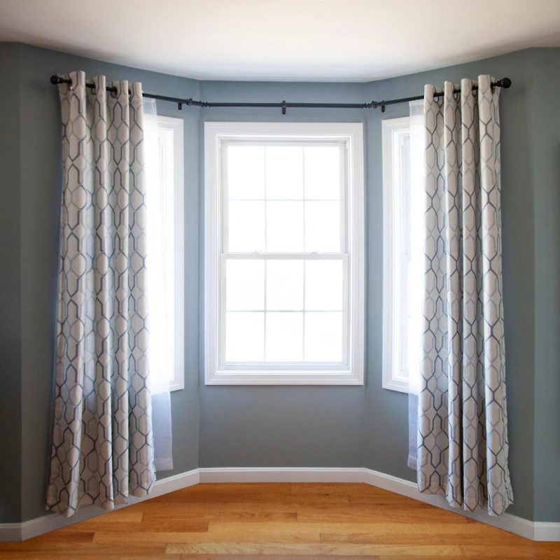 Kenney Bryce 3/4 Inch Decorative Bay Window Double Curtain Rod for Elegant Treatment