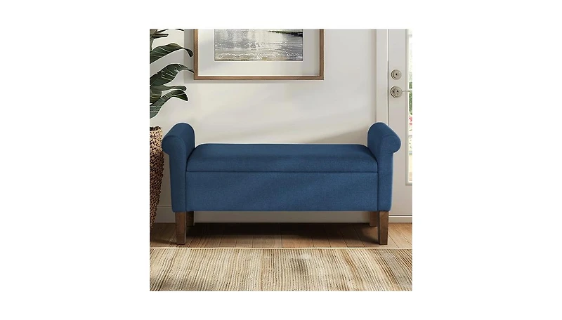 The Pop Home Upholstered Storage Bench with Rolled Armrests, Foam Cushioned Seat, Flip-Top Storage-The Pop Home