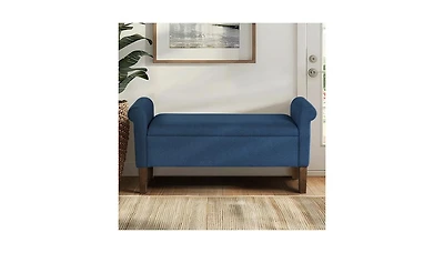 The Pop Home Upholstered Storage Bench with Rolled Armrests, Foam Cushioned Seat, Flip-Top Storage-The Pop Home