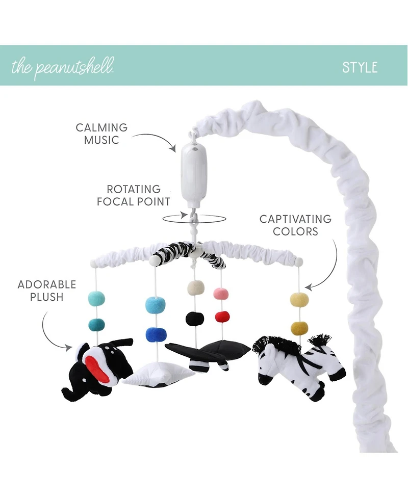 The Peanutshell Montessori Neutral Musical Crib Mobile for Baby Boys and Girls