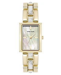 Anne Klein Women's Quartz How Lite Gemstone and Gold-Tone Metal Alloy Bracelet Watch, 21mm