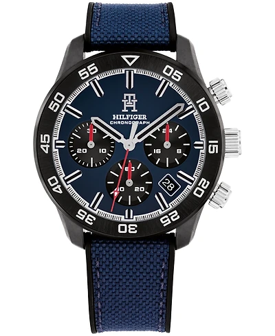 Tommy Hilfiger Men's Chronograph Black Cordura & Black Silicone Strap Watch