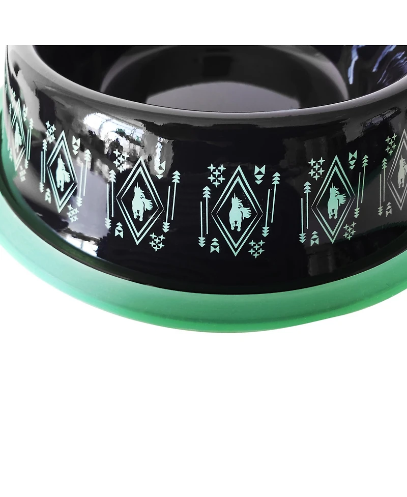 Non-Skid Boho Stainless Steel Dog Bowl – with Whimsical Unicorn Design, Silicone Base for Medium Dogs – Black/24oz