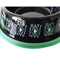 Non-Skid Boho Stainless Steel Dog Bowl – with Whimsical Unicorn Design, Silicone Base for Medium Dogs – Black/24oz