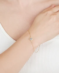 Cubic Zirconia Solitaire Bezel Mirror Link Chain Bracelet (1 ct. t.w.) Sterling Silver