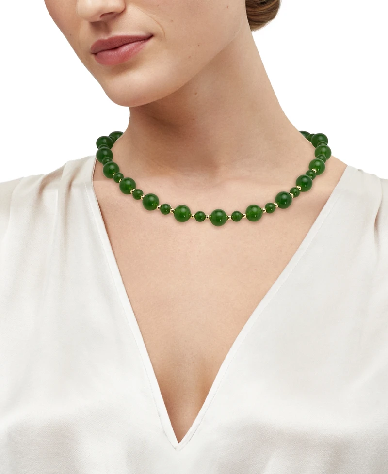 Onyx Beaded Necklace (6mm & 10mm) in 14k Gold Over Sterling Silver, 17"