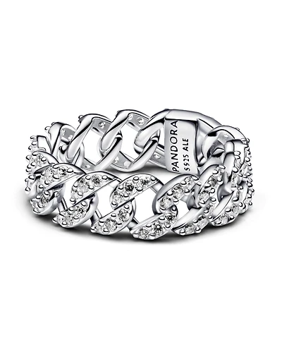 Pandora Sterling Silver Pave Cuban Chain Ring