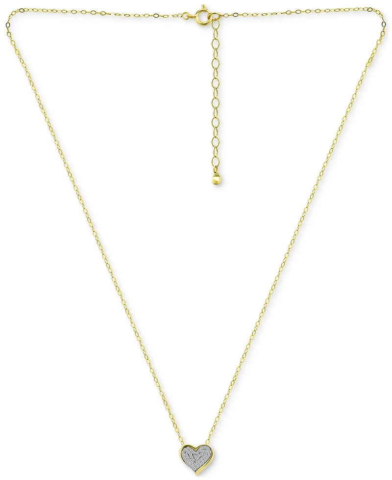 Giani Bernini Pave Cubic Zirconia Heart Pendant Necklace (5/8 ct. t.w.) in 18k Gold Over Sterling Silver, 16" + 2" extender, Exclusively at Macy's