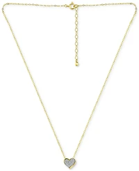 Giani Bernini Pave Cubic Zirconia Heart Pendant Necklace (5/8 ct. t.w.) in 18k Gold Over Sterling Silver, 16" + 2" extender, Exclusively at Macy's