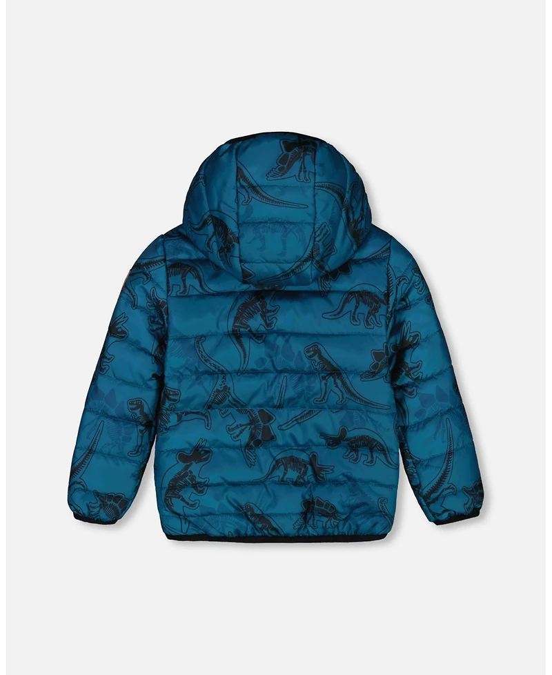 Deux par Deux Baby Boys Printed Quilted Mid-Season Jacket Blue And Gray