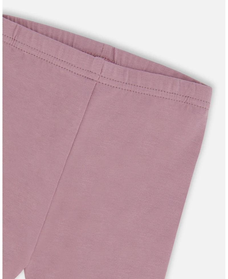 Deux par Baby Girls Printed Muslin Tunic And Organic Cotton Legging Set Peach With Pears Purple