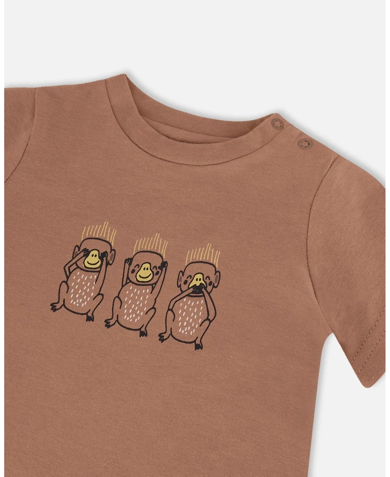 Deux par Baby Boys Printed Organic Cotton Top And Pant Set Yellow Bananas Brown