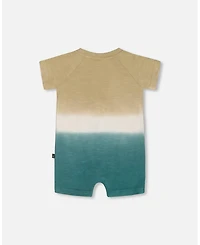 Deux par Deux Baby Boys One-Piece Romper Gradient Beige And Teal