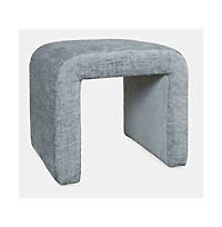 Jofran Luxury Curved Upholstered Waterfall Jacquard Petite Ottoman Bench