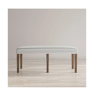Jofran Eastern Tides Coastal Wire-Brushed Wood 46" Upholstered Dining Bench