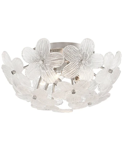 Possini Euro Design Filoli 16" Modern Semi Flush-Mount Ceiling Light Fixture Kitchen Foyer Flower Silver Brushed Nickel Finish