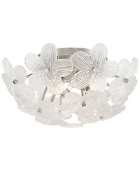Possini Euro Design Filoli 16" Modern Semi Flush-Mount Ceiling Light Fixture Kitchen Foyer Flower Silver Brushed Nickel Finish