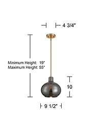 360 Lighting Partridge 9 1/2" Modern Pendant Ceiling Light Fixture Dining Room Over Table Kitchen Island Foyer Hanging Round Brass Finish Mirror Glass