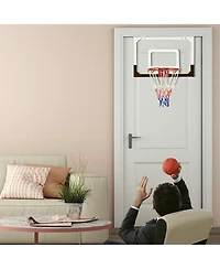 Gymax Over-The-Door Mini Basketball Hoop Includes Basketball & Hand Pump Indoor Sports