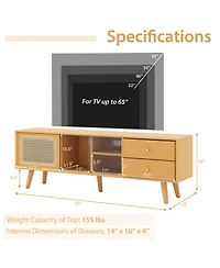 Gouun Bamboo Tv Stand for Tv up to 65 Inch