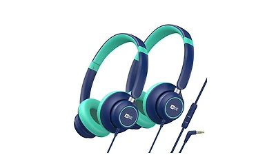 Mee audio KidJamz KJ45 (2 Pack) 3.5mm Kid's Headphones w/ Inline Microphone