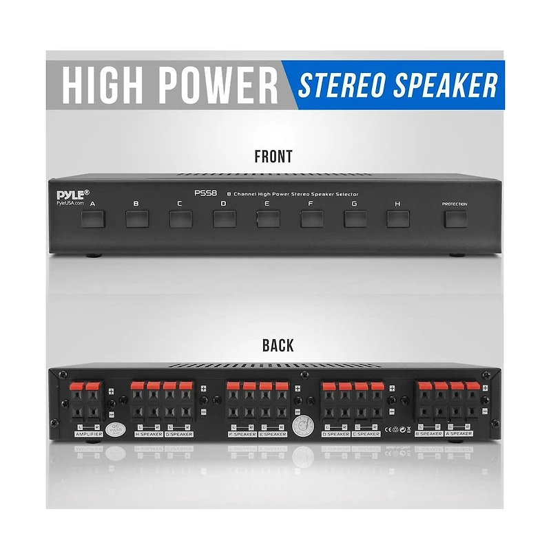 Pyle 8-Ch. High Power Stereo Speaker Selector with Volume Control
