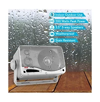 Pyle 3.5" 200 Watt 3-Way Weatherproof Mini Box Speaker System, Silver