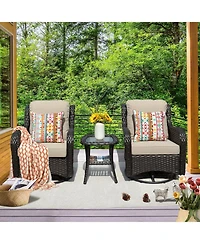 Xizzi Outdoor Swivel Rocker Chairs Set, 3 Piece Patio Bistro Set with 360 Degrees Rocking Chair and Side Table