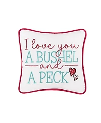 10" x 10" Valentine's Day "I Love You A Bushel And A Peck" Embroidered Small/Petite Size Accent Throw Pillow