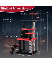 Gymax Gothic Cat Tree 52'' Tall Cat Tower w/ Cat Bed Cat Condo Sisal Scratching Post