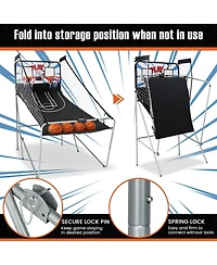 Kuyotq Foldable Dual Shot Basketball Arcade Game with Electronic Scoring System