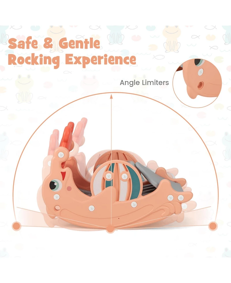 Kuyotq 3-in-1 Kids Slide Rocking Horse Set Convertible Toddler Slide with Basketball Hoop
